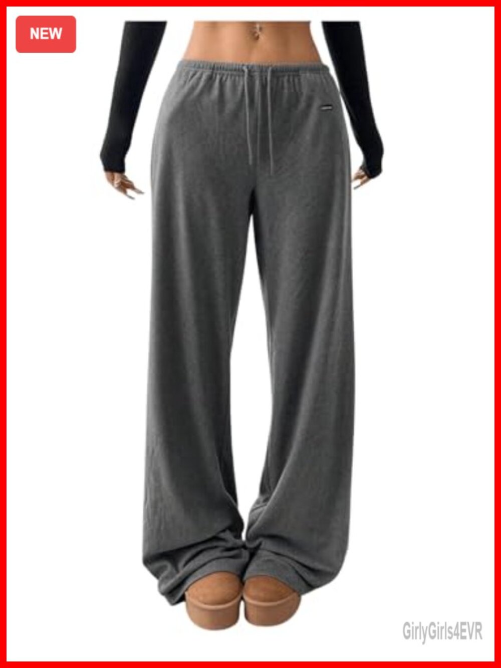 SOLY HUX Women's Drawstring Sweatpants Low Rise Wide Leg Pants with Pockets